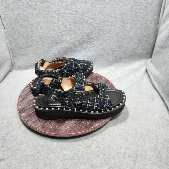 Stuart Weitzman Zoe Lift Sandals in Tartan Tweed Size 7b - Picture 3 of 10